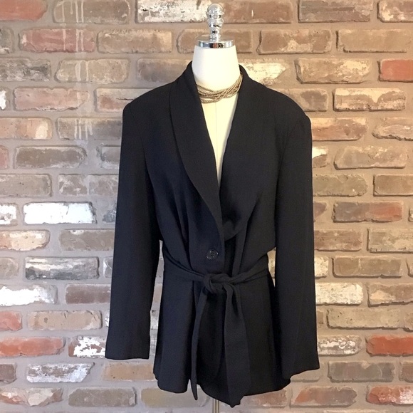 Express Jackets & Blazers - EXPRESS Women's Black One Button Tie Waist Blazer 13/14